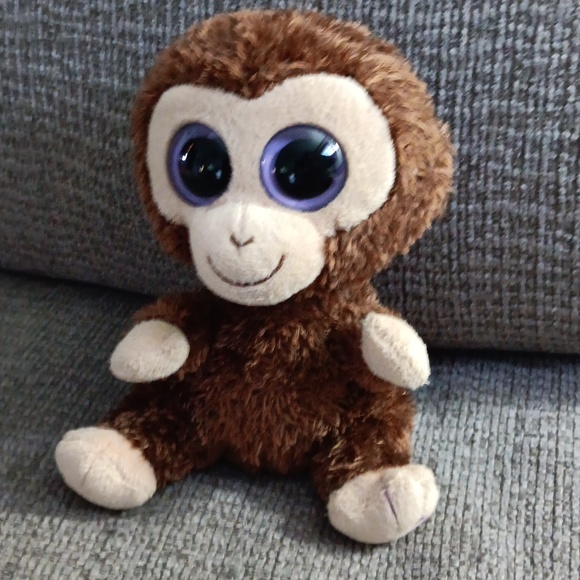 Ty Other - Ty Beanie Plush Coconut Monkey Purple Glitter Eyes
